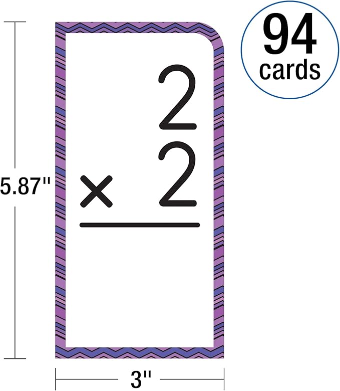 Carson Dellosa 94 Multiplication Flash Cards, Flashcards Covering All Times Table Facts Through 12, Math Games for Kids 8-12, 3rd Grade Mathematics and Up