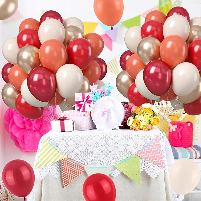 Red White Sand Balloon, 50PCS 12 Inches Ruby Red Retro Latex Beige Balloons Metallic Champagne Gold for Baby Shower Birthday Wedding Engagements Graduation Party Decoration