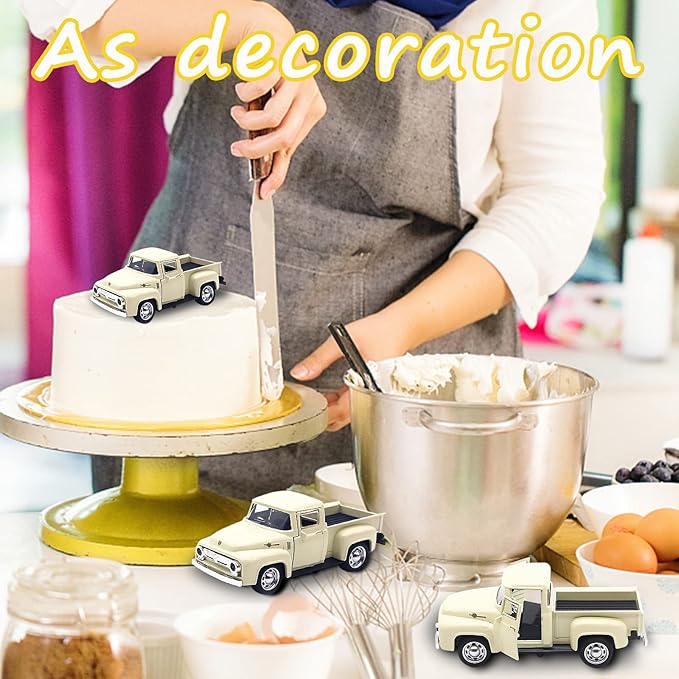 Little Beige Truck Toy for Toddlers 2 3 4 5 6 7 8 Year Old Boys Girls,1:32 Alloy Toddlers Car Toy Driveable,Car Door Can Open,Toy Trucks for Kids Easter Christmas Birthday Gifts