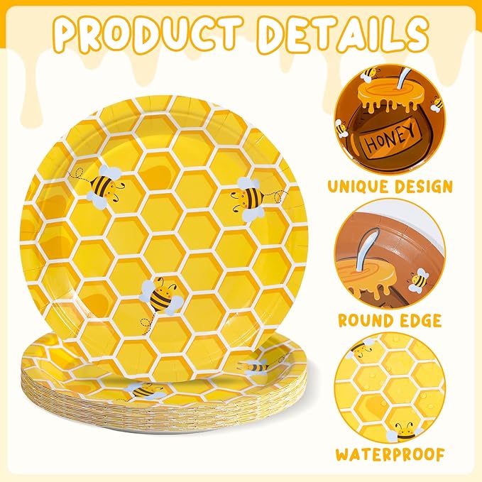 60pcs Cute Bear Paper Plates for Baby Shower, Birthday Decorations, Classic Bear Party Paper Dessert Plates Baby Shower Decorations for Birthdays Party Supplies Favors