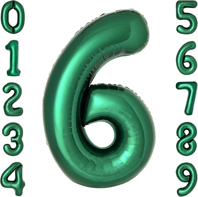Dark Green Number 6 Balloons Large Emerald Green Number Balloons 40 Inch Jungle Safari Birthday Party Supplies Graduation Decorations Forest Green 6 Balloon