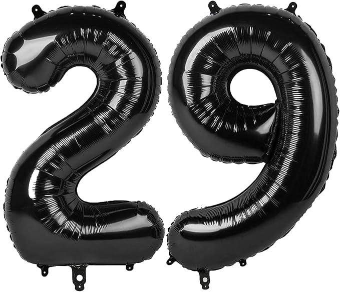 40 Inch Black Number 29 Digital Balloon,Jumbo Mylar Foil Helium Balloon for 29 Balloons for Birthday Party,Wedding Anniversary Party Decorations