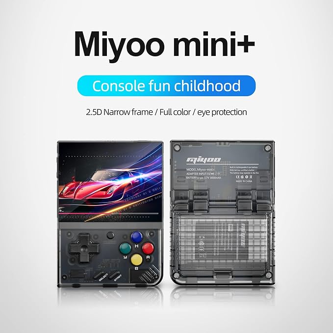 Miyoo Mini Plus Handheld Game Console 3.5 inch Classic System Retro Video Games Consoles Portable Rechargeable Hand Held 64G with Case Black