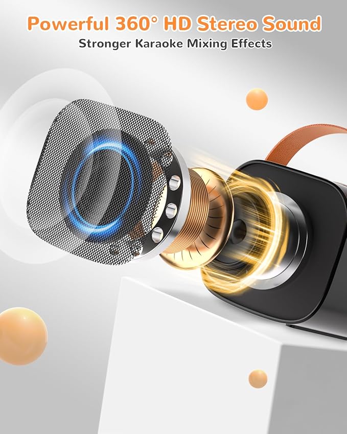 Mini Karaoke Machine for Kids Adults,Portable Bluetooth Karaoke Speaker for Adults Kids with 2 Microphones for 6 7 8 9 10 11 12 Years Old Girls Boys Gifts Toys for Christmas Birthday,Black