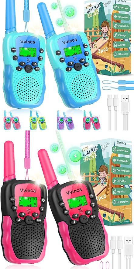 Vvinca Toys for Ages 5-7 Boys Girls, Rechargeable Walkie Talkies for Kids