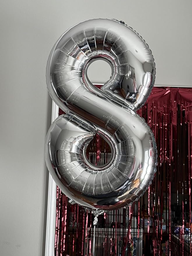 40 Inch Silver Number 3 Balloon, Giant 3 Number Balloons for 3rd Birthday Decorations, Party Supplies for Baby Boy Girl, Silver Party Decor