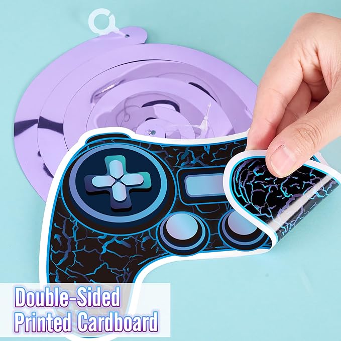 WERNNSAI Video Game Hanging Swirls - 21 PCS Video Game Party Decorations for Kids Boys Gamer Birthday Party Ceiling Window Door Decors Hanging Whirls Streamers for Gaming Night Party Supplies