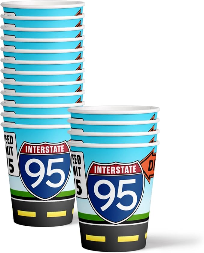 Semi Truck (Tractor Trailer) Birthday Party Supplies Set Plates Napkins Cups Tableware Kit for 16