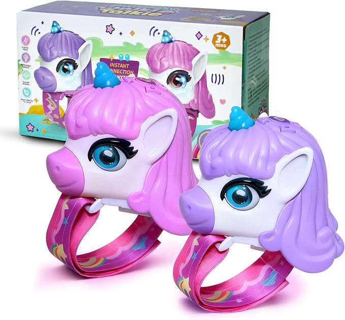 Walkie Talkies for Kids, 2 Pack - Wrist Watch Kids Walkie Talkies, Magical Pony Toddler Walkie-Talkie Toys, 2-Way Radios with Clear Sound, Ideal Gift for Girls & Boys Ages 3-12