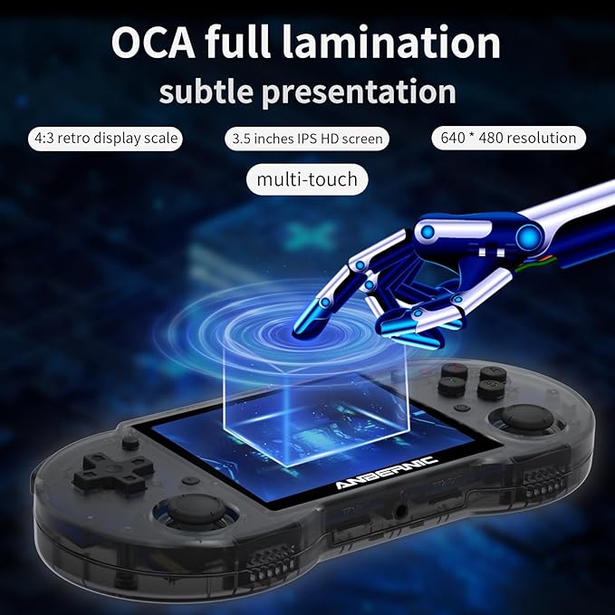 RG353P Handheld Game Console RG351P Retro Gaming Console Portable Game Console 3.5 Inch IPS Screen Double 3D Rocker Supports 3.5mm Sound Headphones Black