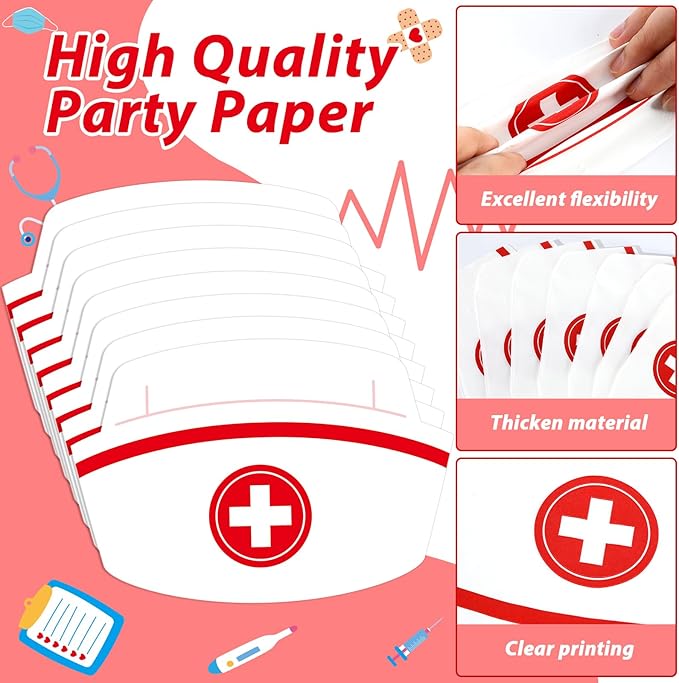 100Pcs Nurse Graduation Paper Plates Napkins Set RN Graduate Party Decorations for Nurses Week Day Doctor Medical School Party Supplies Red Heart Nursing Birthday Disposable Tableware