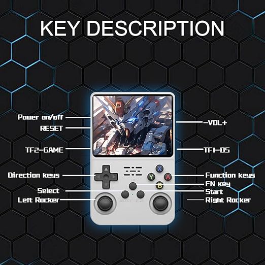 R36S Handheld Game Console, 3.5" IPS Screen Retro Game Emulator with Open Source System, Portable Video Gaming Player with Built in 3000+ Games, 64GB TF Card, Gift for Adults Teens Kids, white