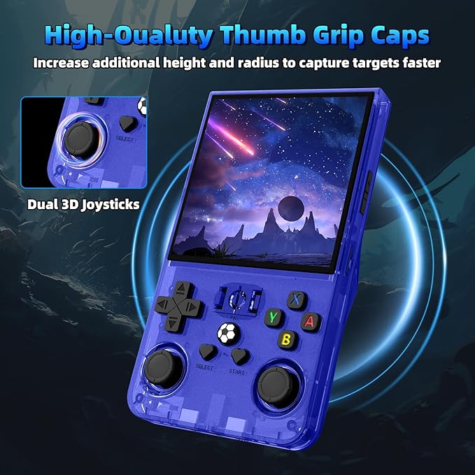 R36MAX Retro Handheld Games Console, Retro Game Console with 4.0 inch IPS HD Screen, Video Game Consoles with 64GB Memory, Portable Gaming Player for Travel, Gift for Teen or Partner, Blue