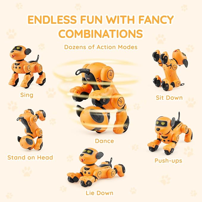 VEVOR Remote Control Robot Dog Toy, 2.4GHz RC Dog Programmable Smart Interactive Robotic Pet for Kids with Follow Function, Touch & Voice Control, Singing Dancing RC Stunt Toy for Age 3+ Boys Girls