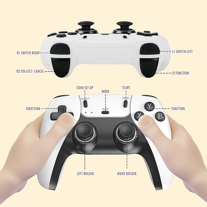 Wireless Retro Game Console Stick with 40000+ Games, Video Game Console 23+ Emulators Classic Games, 4K HDMI Output for TV, Plug & Play Retro Gaming Stick with Dual 2.4G Controllers