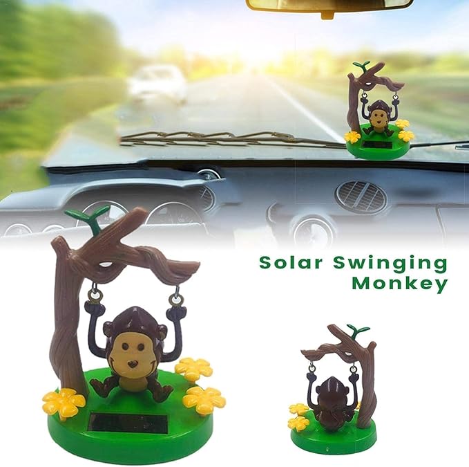 Brown Cute Solar Powered Dancing Monkey,Solar Monkey Swinging Animated Bobble Dancer,Solar Powered Car Dashboard Interior Decoration Desktop Ornaments Dancing,Solar Power Kits,Learning and Education