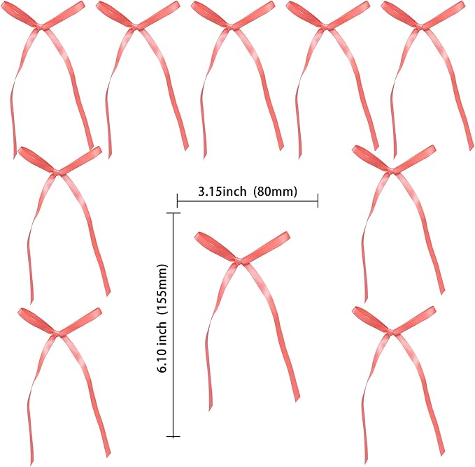 Ephlyn 30Pcs Bow Cupcake Toppers Valentine's Bowknot Ribbons Coquette Bow High Footed Cup Balloon Wall Party Decorations Cake Dessert Picks Baby Girl Birthday Wedding Party Supplies Peach Pink