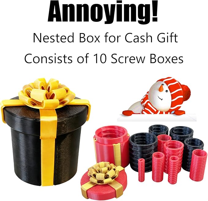 Annoying Gift Box with Screws,Prank Gifts,Puzzle Gift Box,Prank Gifts for Adults,Money Puzzle,Annoying Nested Screw Gift box,Reusable Perfect Money Puzzles for Birthday Christmas White Elephant Party