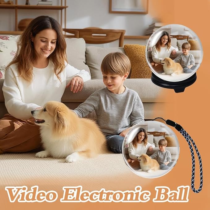 2.7" Crystal Ball, Video Play Electronic Ball, WiFi Connected Round 3D Orb Memory Balls Playing Videos and Pictures DIY Xmas New Year Gift 48GB for Anniversary Birthday Electronic Photo Albums(Black)