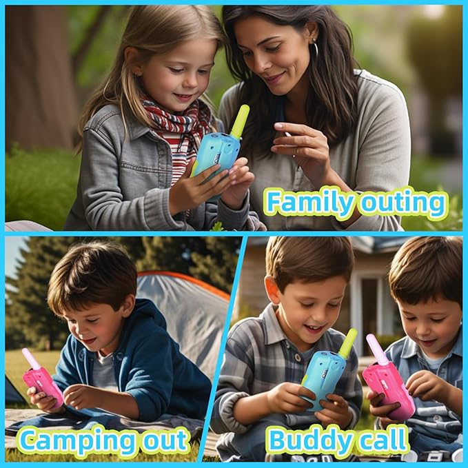 Walkie Talkies for Kids 22 Channels 2 Way Radio Toy Long Range for 3-12 Year Old Boys Girls with Backlit LCD Flashlight Outside Camping Hiking Christmas Birthday Gifts Toys (2 Pack Pinkred Bluegreen)
