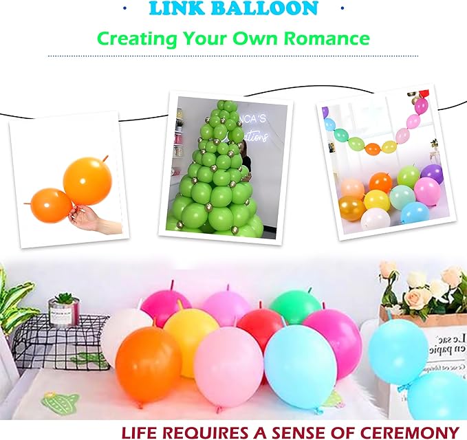 200 Pcs Linking Balloons 6 Inch Link Balloons for Birthday Wedding Party Festival Decorations (White)