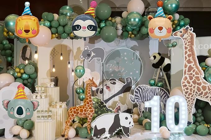 Lion Bear Koala Sloth Foil Animal Balloons Kids Baby Shower Birthday Party Supplies Children Jungle Themed Decorations Woodland Safari Animal Balloons 4Pcs