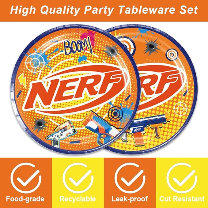 40Pcs Dart Battle Themed Party Supplies Include Plates and Napkins for 20 Guests Dart Battle Party Favors Birthday Decorations