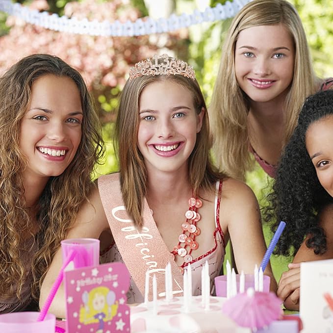 Semato 13th Birthday Decorations for Girls - 13th Birthday Sash and Crown Kit for Girls Birthday Gifts Happy Birthday Tiara Birthday Party Favors
