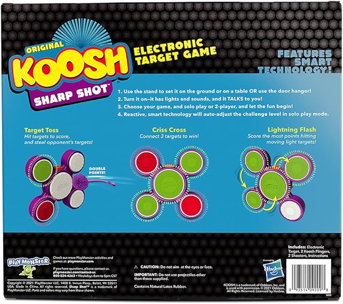 Koosh Sharp Shot - Interactive Target - 3 Games to Play - Play with Friends or Against Target's AI - for Ages 6+, Multi (9223)