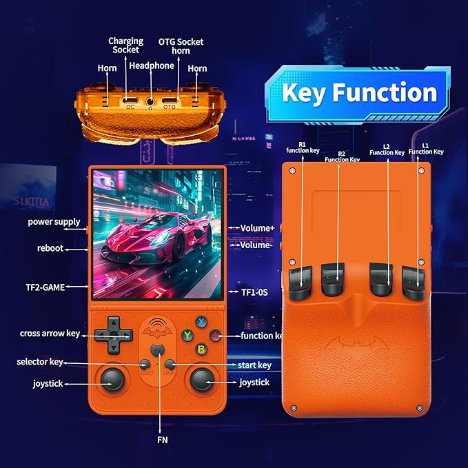 S600 Retro Gaming Console, Retro Handheld Console 4.0'' Screen Linux System, 64G TF Card, Support 30+ Simulators, 3500mAh Rechargeable Portable Pocket Arcade