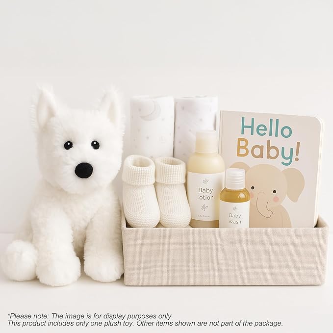 West Highland White Terrier Dog White Westie Puppy Stuffed Animals Plush Toys for Kids Girls Boys Baby Birthday Bedtime Gift, 12 inches