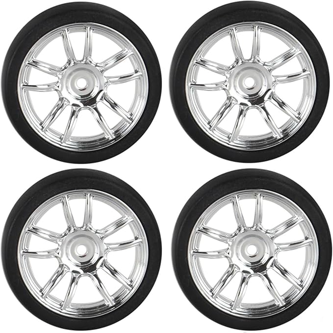 4PCS Black Toy Car Wheel Tires,48mm Simulation Rubber Tire Toy Model Spare Parts Easy Installation Small in Size,Remote and App Controlled Vehicles Parts Tires