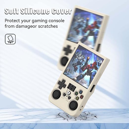 FIOPAZ for R36MAX Silicone Protective Case, Soft Skin for R36 MAX Retro Handheld Game Console Accessories, Anti-Scratch Washable Only for R 36 MAX Sleeve with Lanyard (OffWhite)