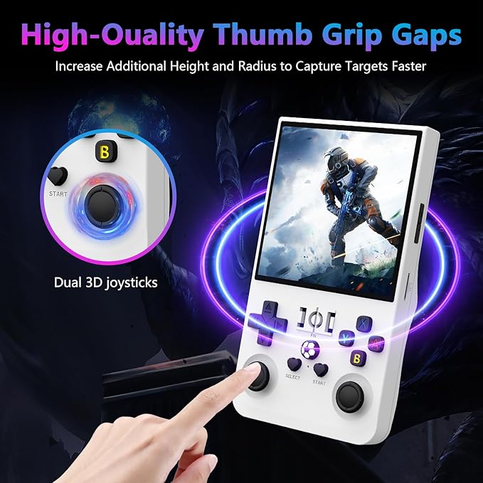 R36MAX Retro Handheld Game Console, 4.0 Inch 720x720 IPS Screen, 64GB Built-in 18,000+ Classic Game, Portable Hand Held Open Source Linux System, 4000mAh Battery Retro Gaming Console(White 64GB)
