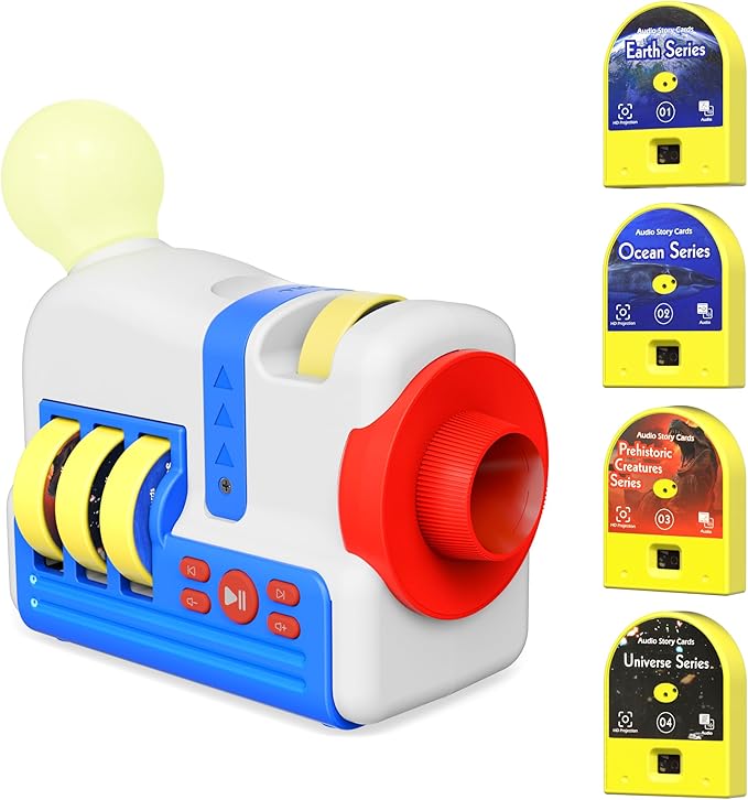 Toddler Storytelling Machine with Projector - Screen-Free Audio Player Toy for Kids - Bedtime Story Projector Set with 32 Books, Night Light & Sleep Sounds - Birthday Gift for 3-6 Year Olds