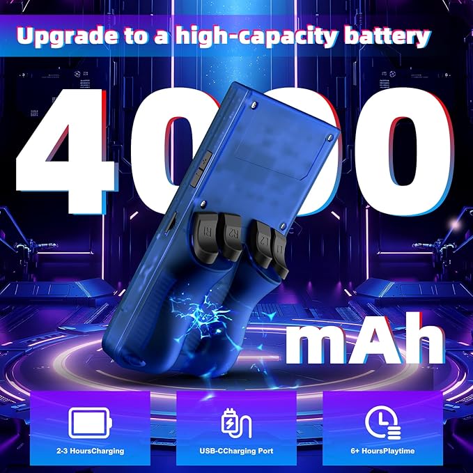 R36MAX Retro Handheld Game Console, Retro Gaming Console with 64G Built-in 18000+ Classic Games, 4.0 Inch 720x720 IPS Screen, Portable Handheld Linux System, 4000mAh Battery (Blue)