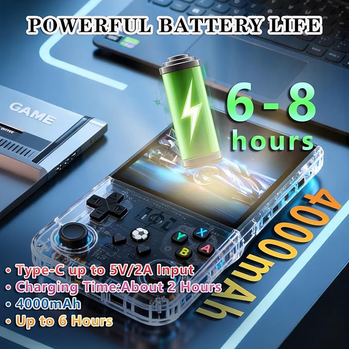 Retro Game Console R36MAX Handheld Game Console with 64GB Preloaded Games, Save/Load Function, 4.0" HD IPS Screen, Portable Emulator Console for Family, Adults & Nostalgic Players (Blue R36MAX 4.0")