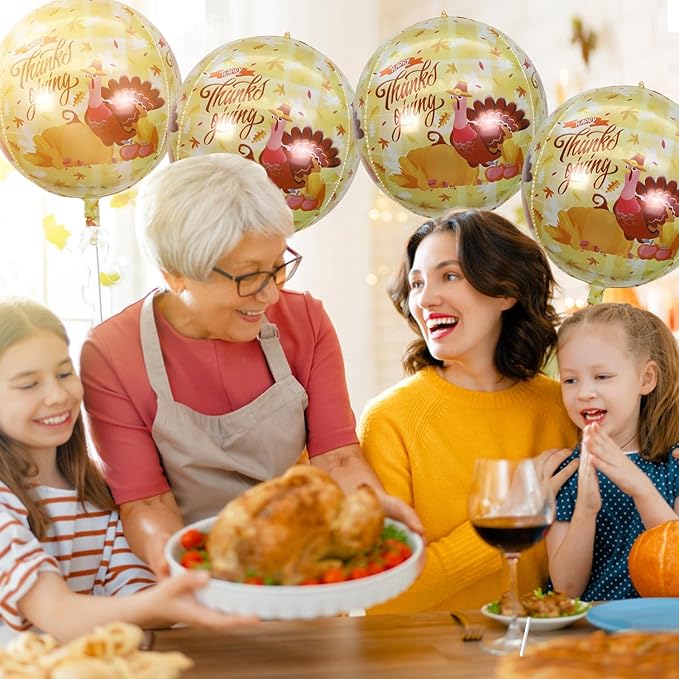 KALOR 22 Inch Thanksgiving Fall Turkey Balloons, 10 Pcs Orange Large 4D Autumn Foil Balloon for Thanksgiving Party Decorations Supplies