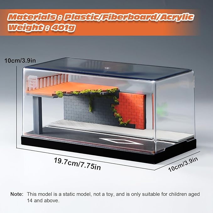 1/64 Model Car Display Case Diorama Garage,Simulated Parking Lot Model Miniature Scene Parking Lot PVC Assembly with Light Parking Space Model Display Frame Toy Display Box (Highway Scene Garage)
