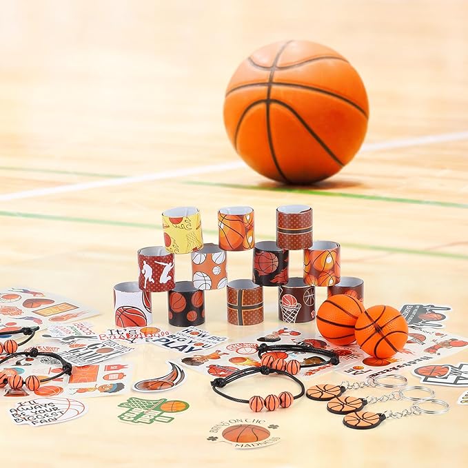 Kolewo4ever 294 Pieces Basketball Party Supplies Set Bulk Sports Goodie Bag Fillers for Sports Party Gifts Bags (Basketball)