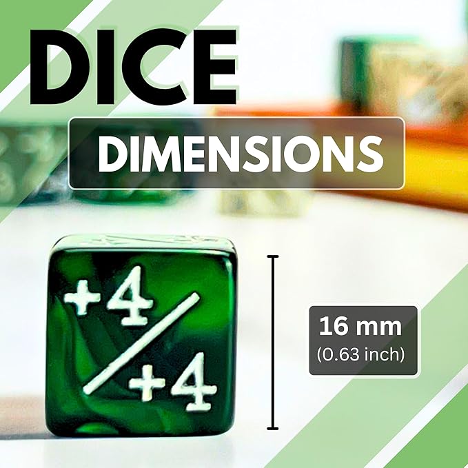 Luck Lab MTG Magic Life Counter Dice - 48 PCS Compatible w/Magic Card Game Accessories, CCG Creature Stats w/ 2 Dice Bags (Green Swirl, White Pearl, Black Pearl)