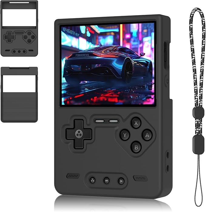 Silicone Case for Trimui Brick, Anti-Slip, Shock Proof, Soft Protective Case for Trimui Brick Handheld Game Console with Lanyard - Black