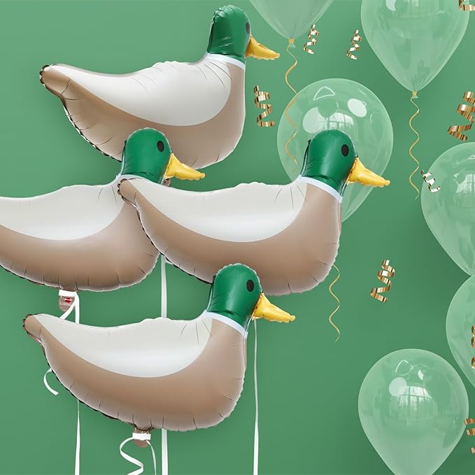 12 Pcs 28.3'' Mallard Duck Shaped Foil Balloons for Duck Hunting Birthday One Lucky Party Decoration Party Supplies