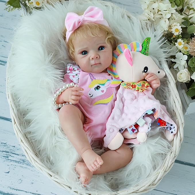 Reborn Baby Dolls - 20-inch Realistic Baby Doll Girl, Lifelike Newborn Baby Doll with Full Vinyl Body, Handmade with Accessories, Real Life Baby Doll for 3+ Years Old Kids Gifts