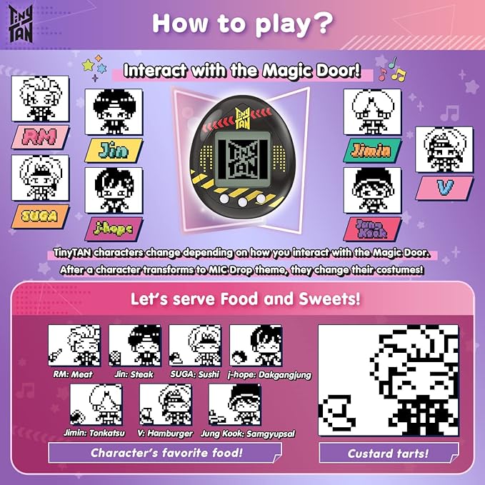 Tamagotchi Nano x TinyTAN - Jungkook ver., Hugmy Tamagotchi Vinyl Figure and Tamagotchi Nano Electronic Pet