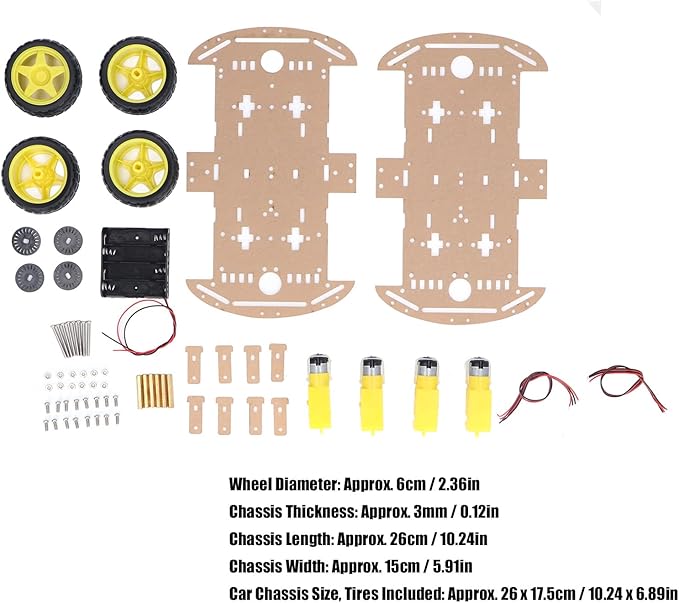 Smart Car Chassis Driving Wheel Motor Screw Nut Set Kit Flexible Turning Strong Power Double Layered Structure DIY Replacement Applicable to Remote Control Cars