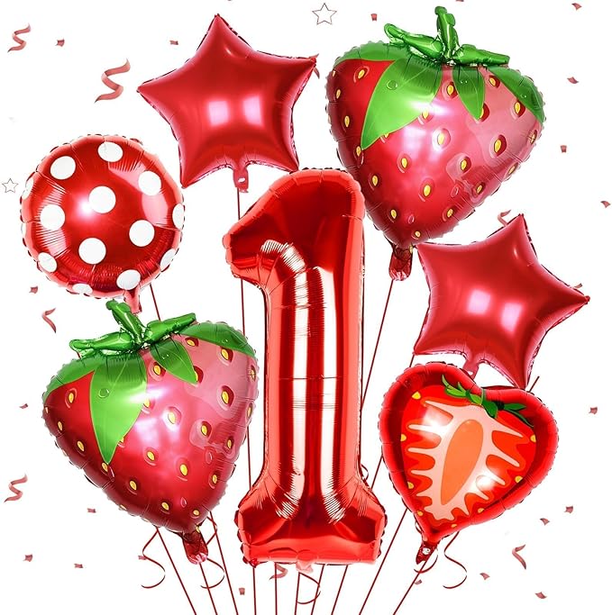 Berry First Birthday Party Supplies,Berry First Birthday Balloon for Strawberry 1st Birthday Decorations Strawberry Foil Balloons Birthday Party Decorations for Girls
