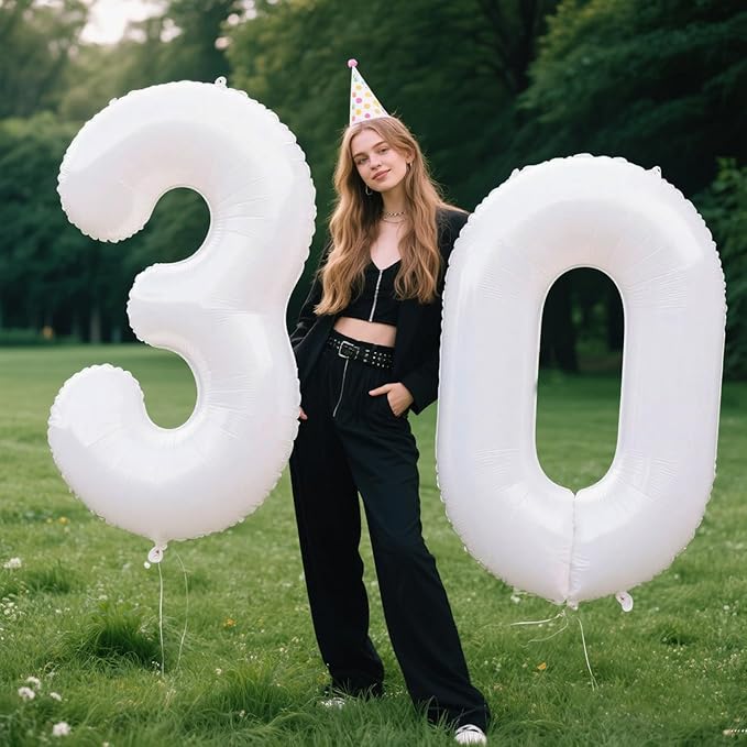 40 Inch Number Balloon White 0 Balloon Party Decorations 10 20 30 40 50 60 Giant Jumbo Foil Balloons 0 Balloon 10 Birthday Boy Girl for Birthday Party