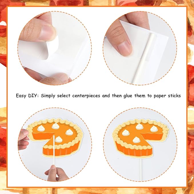 24 Pcs Cutie Pie Birthday Centerpiece Sticks Pie Baby Shower Table Decorations Orange Pie Pizza Table Toppers for Boys and Girls Baking Cookie First Birthday Party Supplies