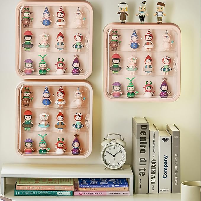Miniature Display Case for Collectibles Figures, Clear Display Box with Shelves, Wall Mounted or Desktop Plastic Organizer Acrylic Display Storage Case for Rock Stone Mini Figure, 12 Inch